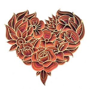 Mándala madera multicapa corazon