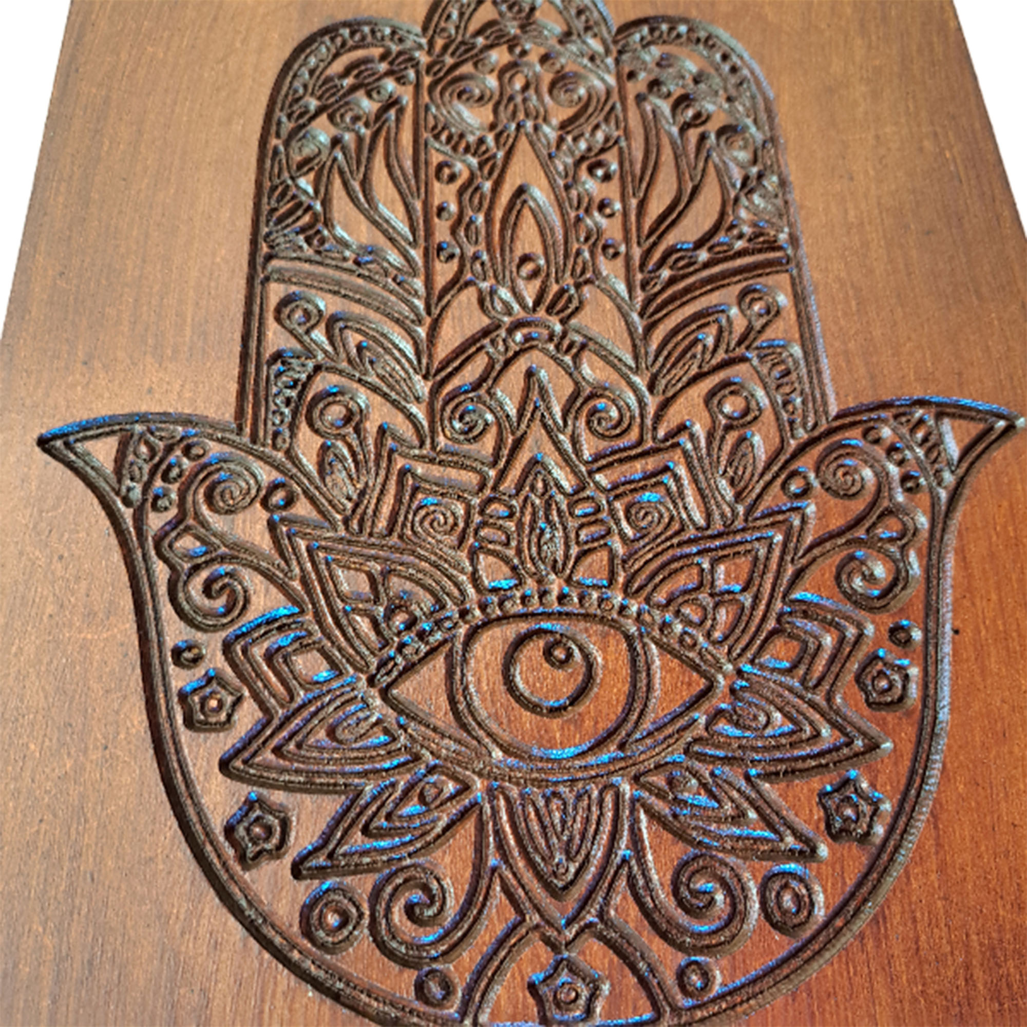 Símbolo Mano de Fátima fabricado en madera de forma artesanal , altura 30 centímetros Cod. 9 - Imagen 3